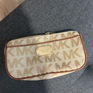 Michael Kors Beige and Brown Wristlet